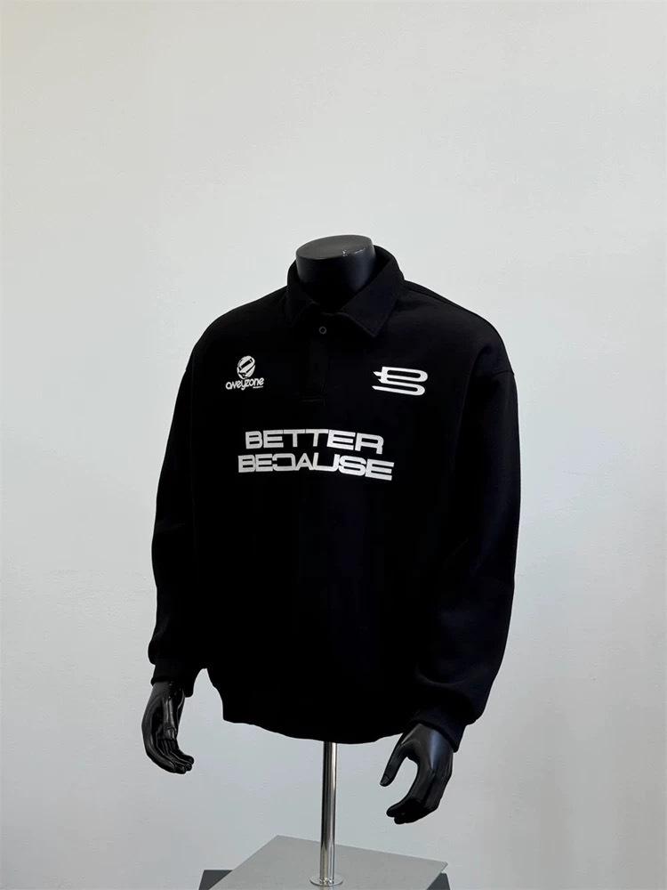 

American Retro Unisex Black Polo Hoodie Jacket 2XL