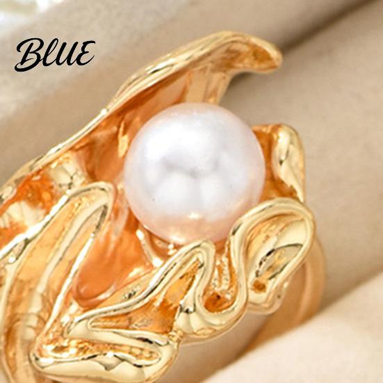 Female Ring 3Pcs Baroque Faux Pearl Vintage Adjustable Opening Alloy