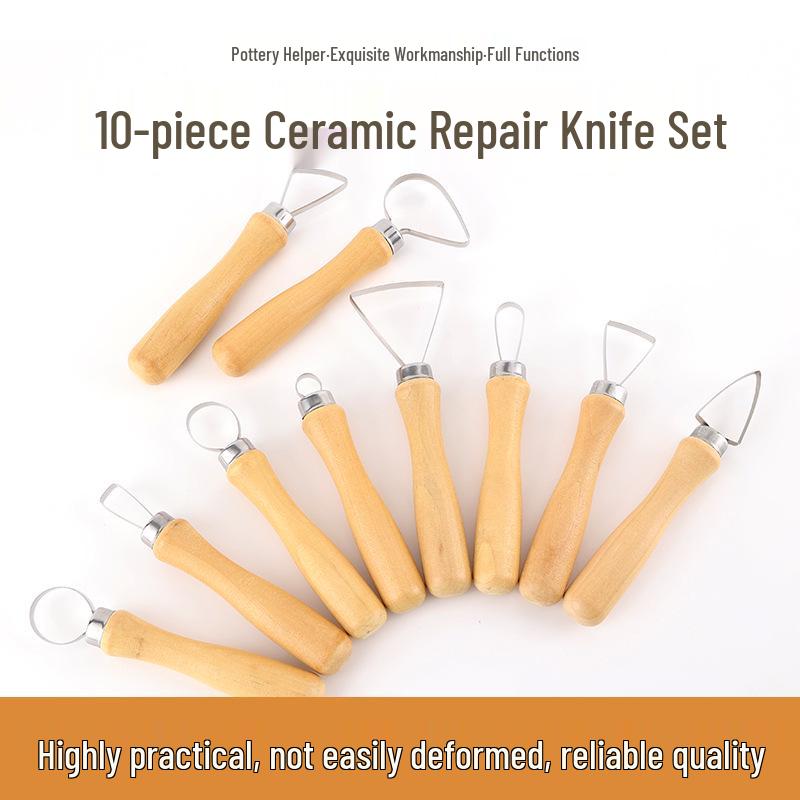 10-Piece Large Head Knife Model for Clay Sculpting and Pottery Tools Set