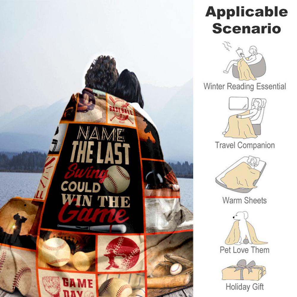 Softball Theme Personalized Text Blanket Cozy Customizable Blanket Durable Comfort Perfect for Seaside Couch Bedding Nap Ideal for All Seasons