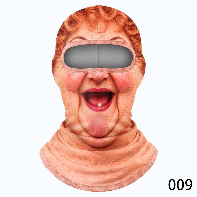 Funny Old Man Ski Mask Realistic Face Summer 3D Printed Full Face Mask For Skiing Snowboarding Outdoor Sports
