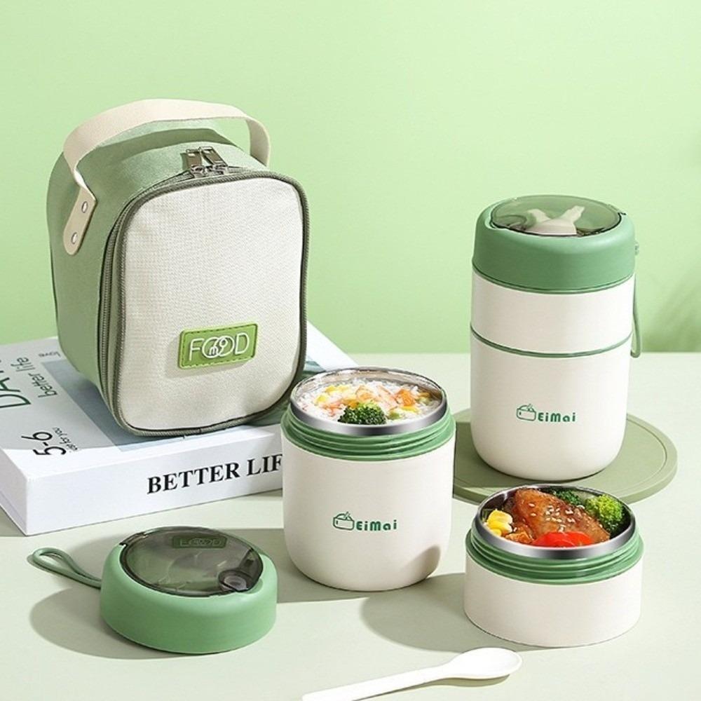 680ml Thermal Lunch Box Stainless Steel Insulated Food Container Double Layers Lunch Box  Home Use