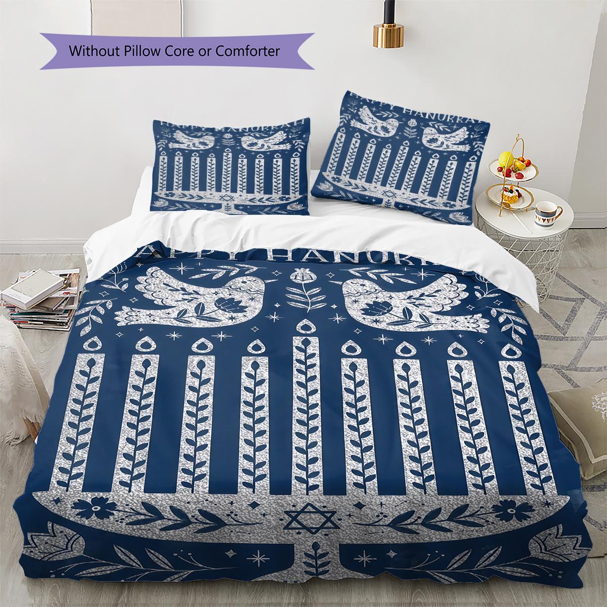 

Hanukkah Pattern Bedding,Quilt Set Quilt Cover Pillowcase Home Birthday Gift (1 * duvet cover + 2 * pillowcase, without core) 135x200cm