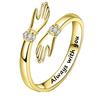 Handgeformte Fingerringe für Damen Geschnitzt Immer mit dir Buchstaben Ausgefallenes Liebesgeschenk Kristall Zirkonia Modeschmuck