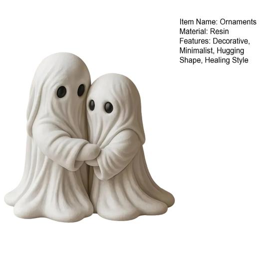 Yousheng Halloween Hugging Ghost Statue, Resin Ghost Table Ornament, Cute Healing Ghost Statue Desktop Decoration, Healing Ghost Sculpture Art