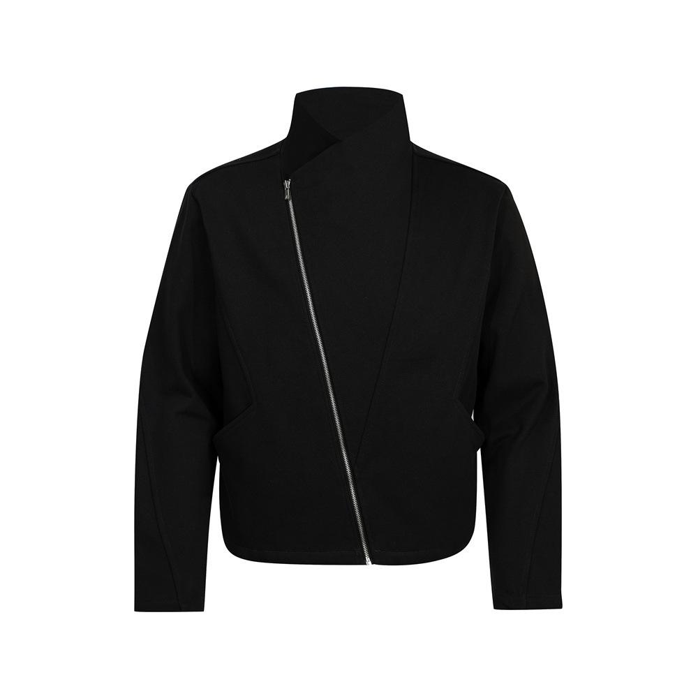 

Hong Kong Style Men s Trendy Oblique Zipper Jacket - Versatile, Loose Fit Top L чорний