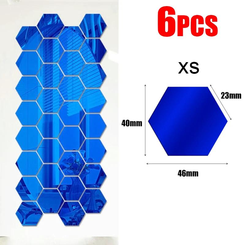 3D Hexagon Mirror Wall Stickers DIY Wall Mirrors Sticker Removable Self Adhesive Aesthetic Mosaic Tiles Decals Home Decoration