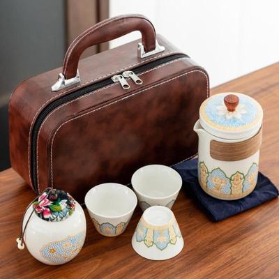 1 Set Travel Tea Pot Set Outdoor Portable Ceramic Quick Guest Tea Set Office Teapot And Cup Set Light Luxury Friend Best Gifts