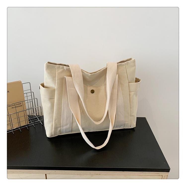 

2024 Жіноча Багатофункціональна Полотняна Сумка-Тоут Великої Місткості на Плече Without lining брудно-білий