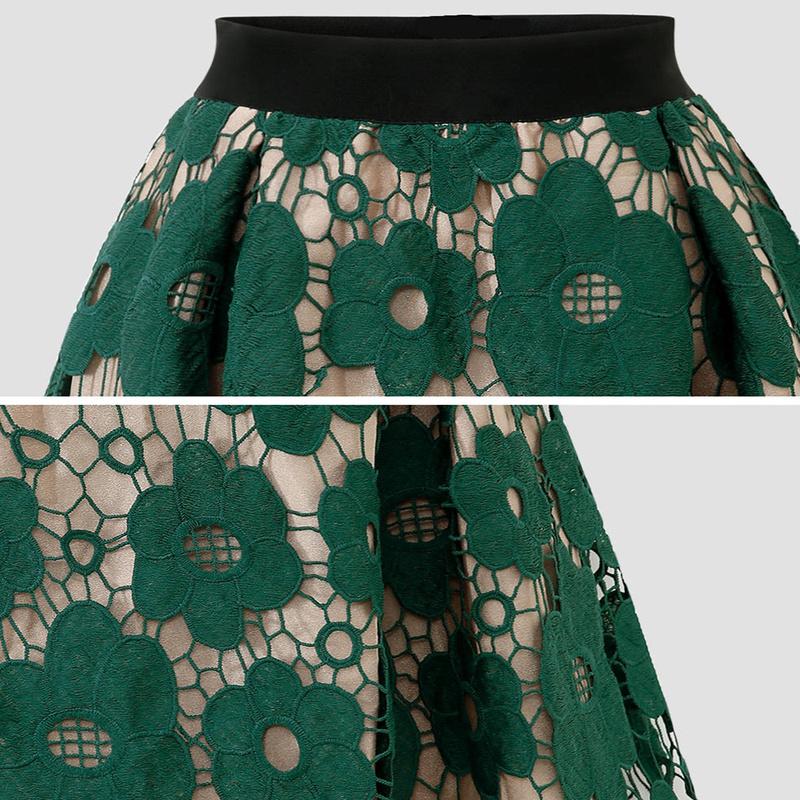 2022 Women Elegant Fashion Flower Embroidery Hollow Out Lace Skirts Womens Casual Sexy Skirt Party Black Skirt