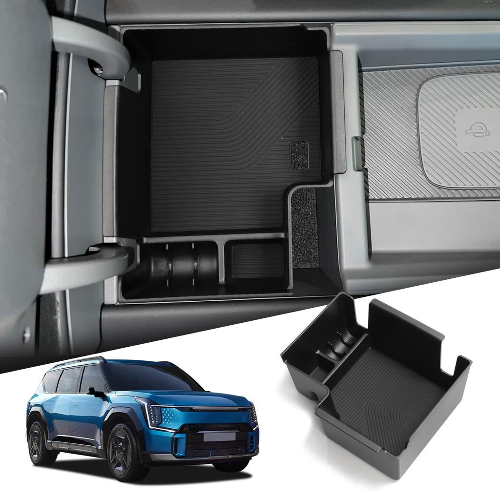 for Kia EV9 2025 2024 Center Console Armrest Storage Box Car Tray Organizers Accessories Tidying Black