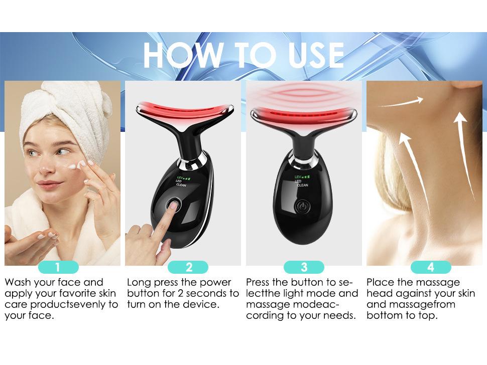 Neck and Face Vibrating Light Therapy Beauty Massager