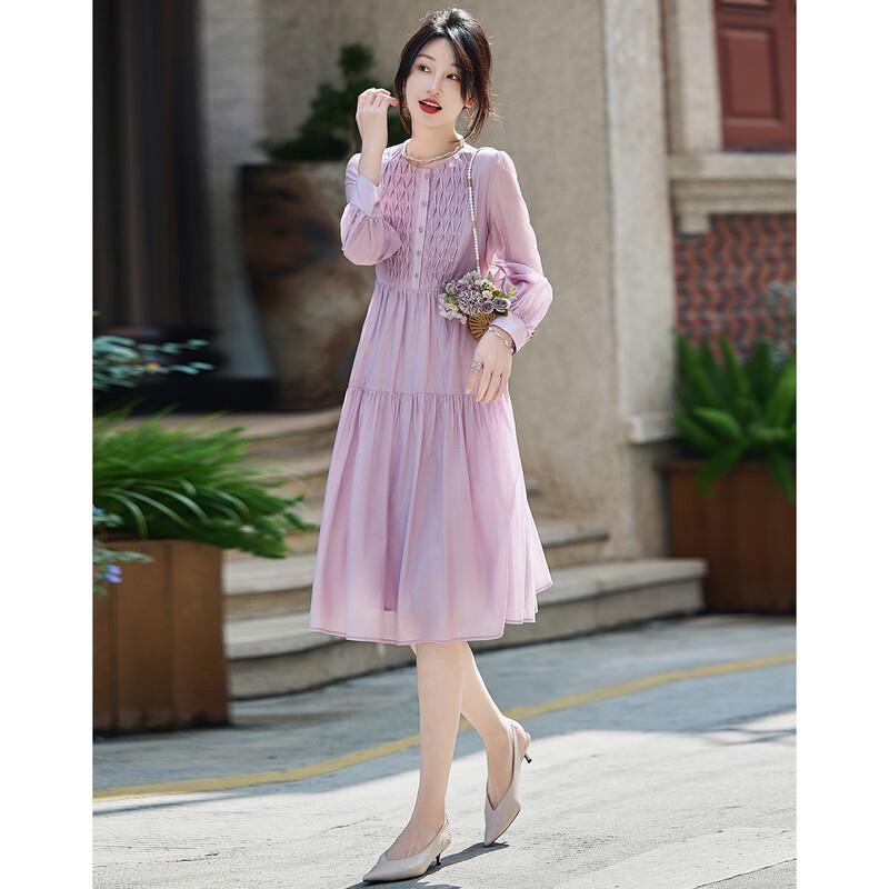 Платье Demana Ice Cream фиолетовое из лиоцелла Tencel с пышными рукавами, макси L