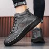 Men's High-top Leather Boots Casual Sneakers Winter Plush Shoes Snow Boots