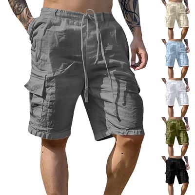 Men's Cotton Linen Casual Cargo Shorts Men's Fashion Work Shorts