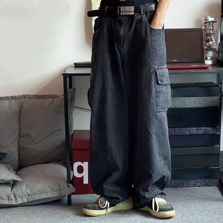 Baggy Jeans Men Black Wide Denim Pants Oversize Cargo Fashion Male Clothes Streetwear Trousers Sweatpants
