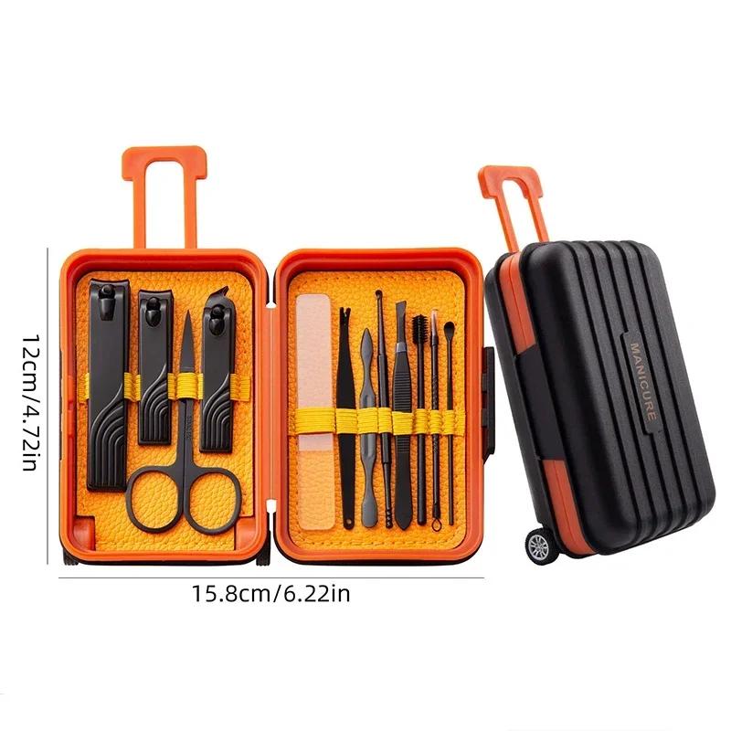 8/12 Stück Nagelknipser-Set Kleines Gepäckbox-Design Edelstahl-Knipser Nagelfeile Schere Maniküre-Werkzeuge für Reisen
