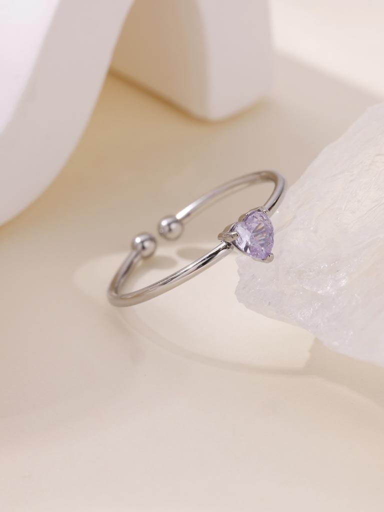 Fashion Zircon Heart Birthstone Rings For Women Stainless Steel Color Birthstone Ring Aesthetic Wedding Jewelry Gift