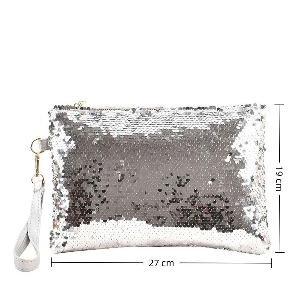 Shiny Sequins Cosmetic Bag Large Capacity Multifunctional Storage Bag with Zipper with Handle Makeup Bag Multi-Purpose Use