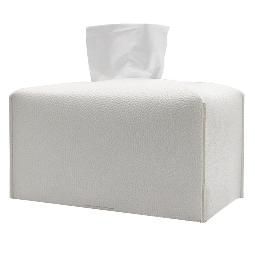 Tissue Box Cover Refined PU Leather Foldable Tissue Box Holder - Decorative Holder/Organizer for Bathroom Vanity Countertop