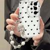 Black Dots Heart Cover For Reno 15 Pro 14 13 14f 13f 12f OPPO A6 A5 PRO A79 A58 A78 Reno 8T Love Bow Chain Case Silicone