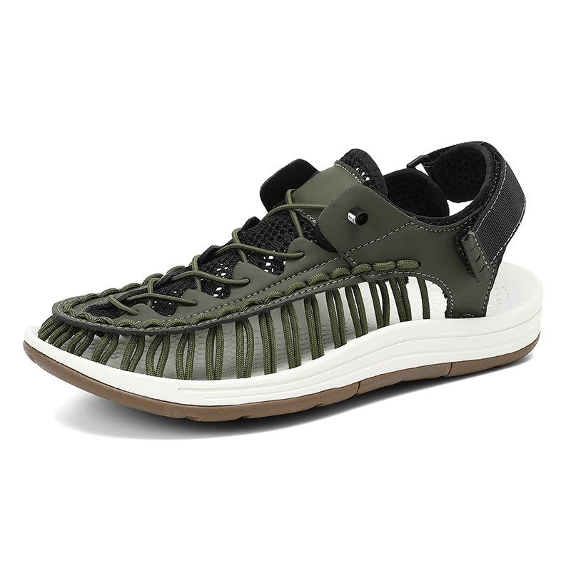 Fashion Sandals for Men Fashion Handmade Woven Sandals Summer Breathable Mesh Sandals Mens Casual Sports Sandal Non-Slip Beach Sandalias