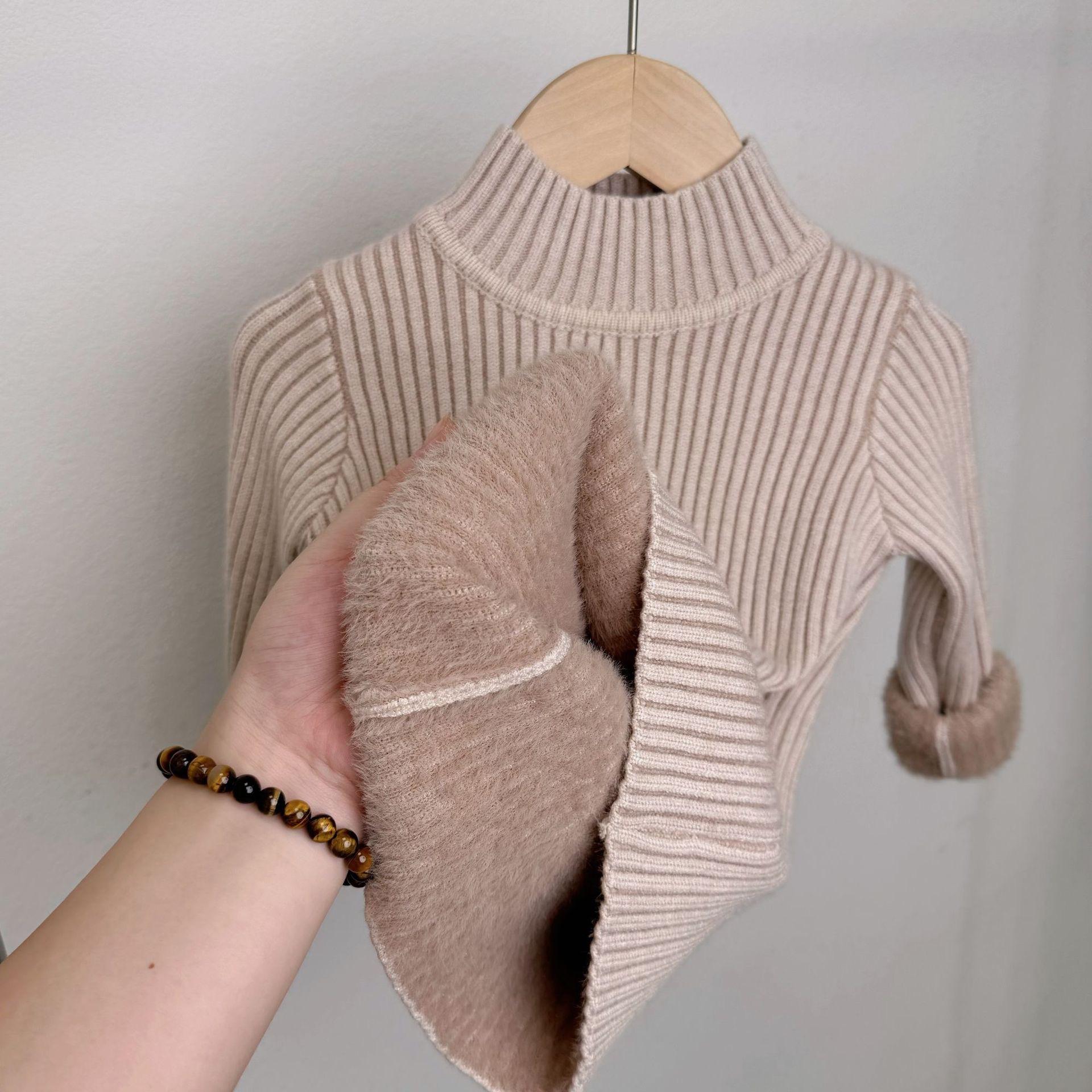 

Зимняя детская одежда Детский свитер с высоким воротом и толстым бархатом для мальчиков, однотонный, универсальный 160 абрикосовый