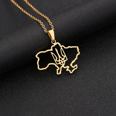 Fashion Outline Ukraine Map Pendant Necklace For Women Girls Stainless Steel Heart Flag Ukrainian Party Jewelry Gifts