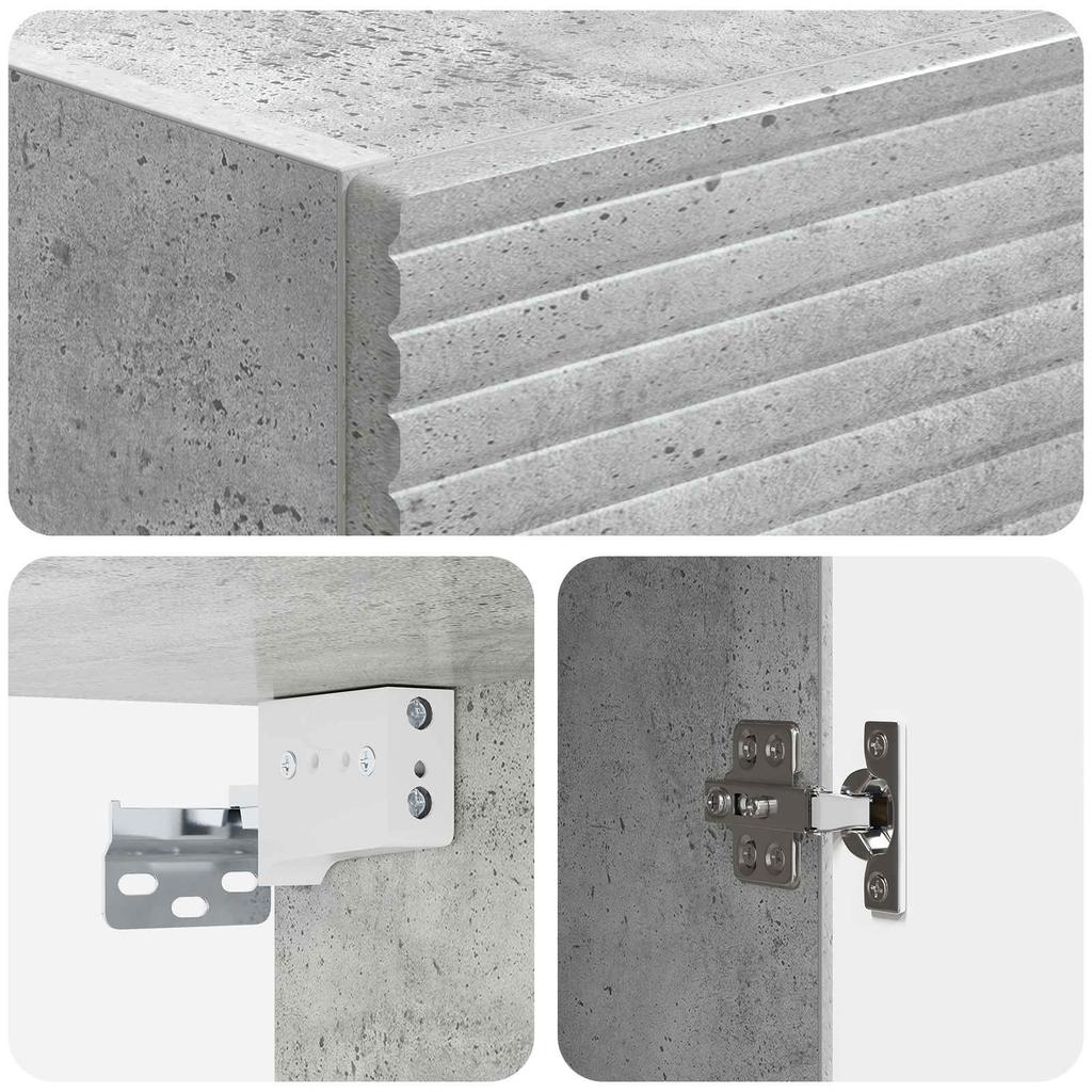 Wall Mounted Cabinet Concrete Grey 33 x 34.5 x 90 cm Particleboard