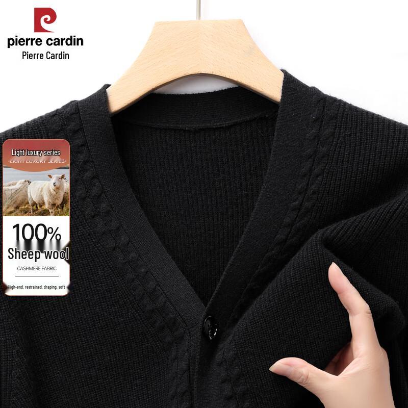 Pierre Cardin Men's V-Neck 100% Pure Wool Cardigan