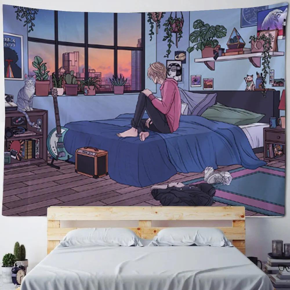 Home Wall Decoration Tapestry Anime Cute Girl Background Office Living Room Tapestry