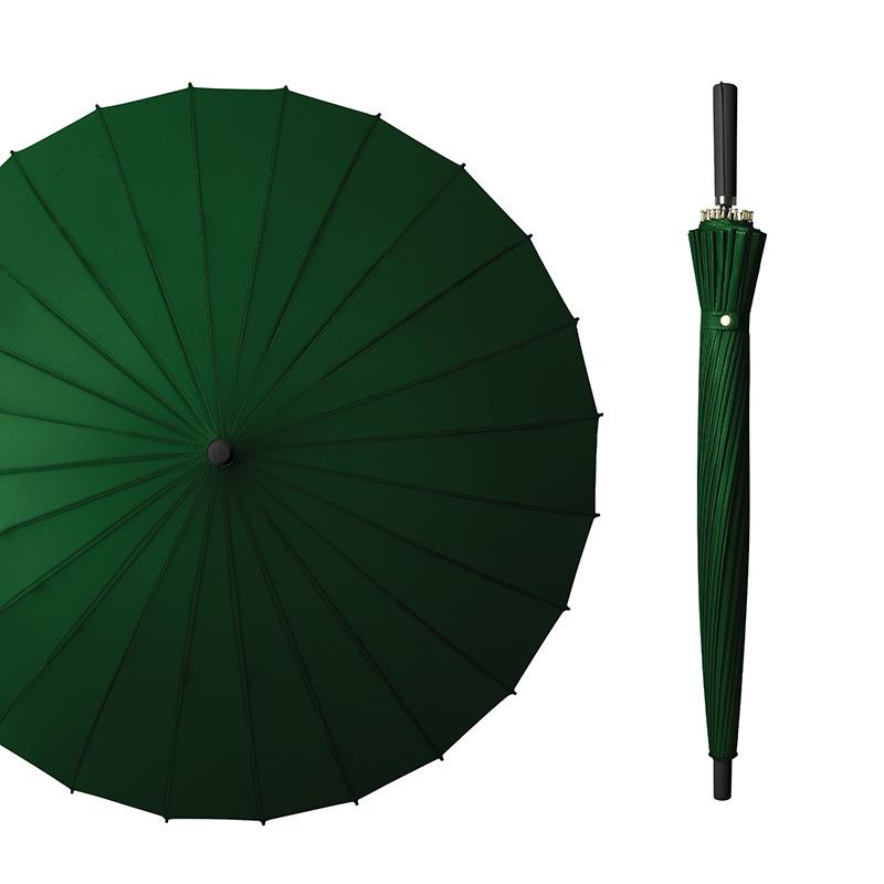 24-Speichen Farbwechselnder Langgriff-Regenschirm für Damen, Extra-Groß, Winddicht, Gebogener Griff, Herren-Stockgriff, Logodesign