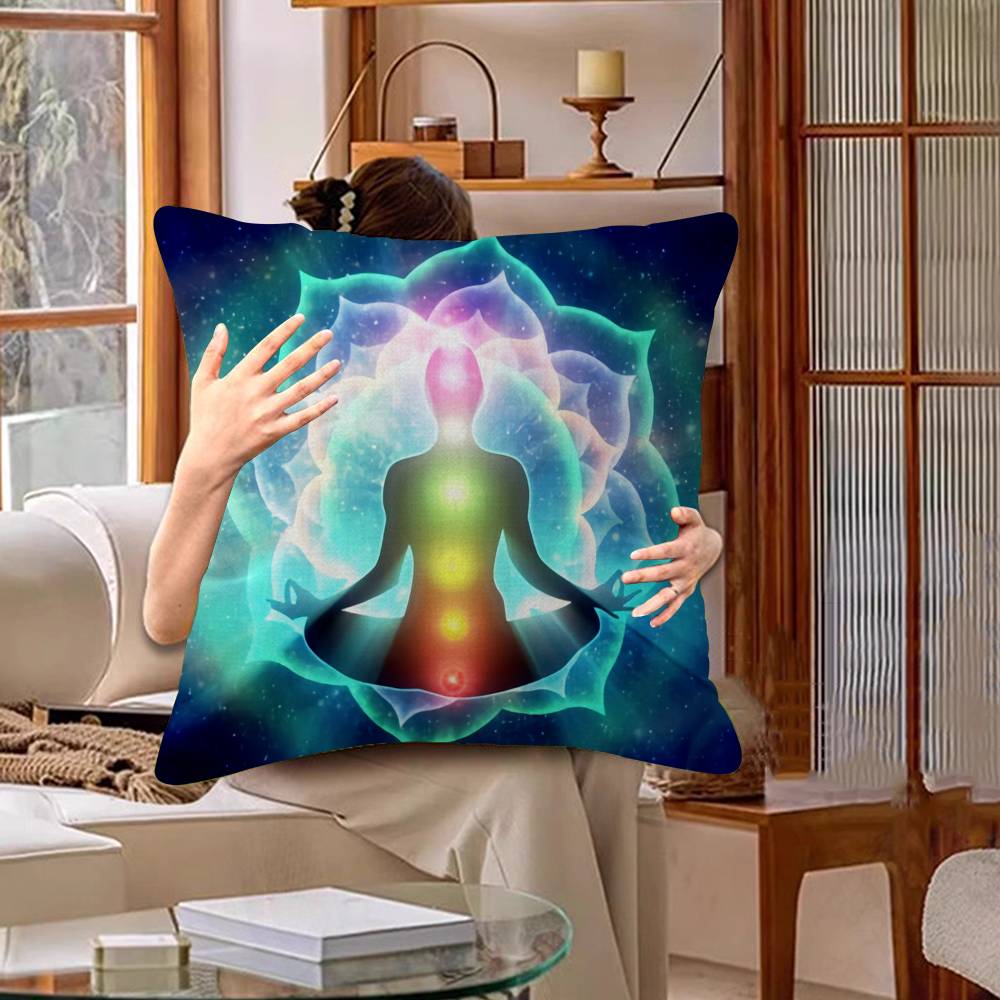 Meditation Seven Chakra Pillow Gift Home Office Decoration Bedroom Sofa Car Cushion Cover Case 45X45