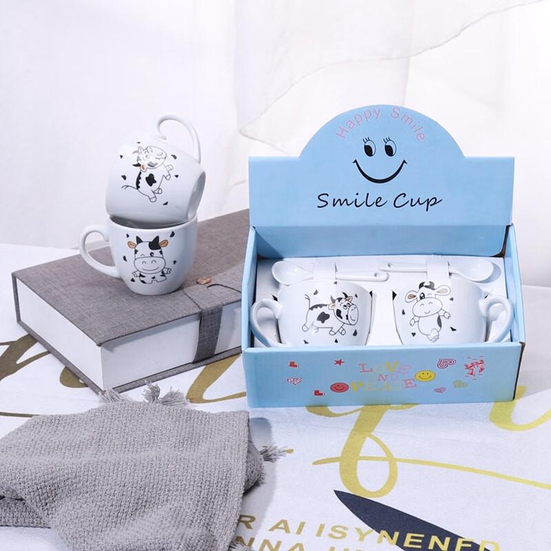 Cartoon Ceramic Mug Set with Spoons