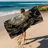 Luxe Premium Zwart Goud Patroon Bloemen Microvezel Sneldrogende Strandhanddoek Mannen Vrouwen Zacht Absorberend Extra Grote Handdoeken Kampeer Mat