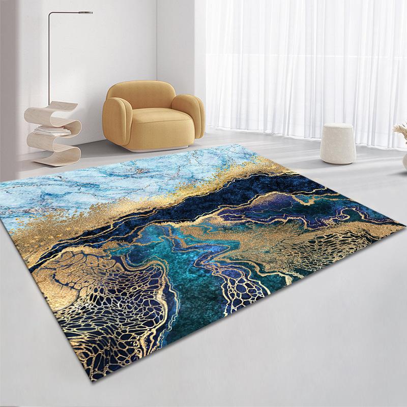3D Nordic Black Golden Marble Carpet Colorful Geometric Area Rug for Living Room Bedroom Sofa Doormat Non-slip Floor Mat