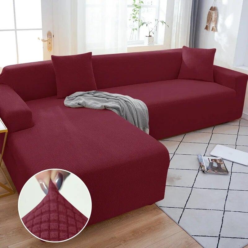 Solid Color Sofa Cover 1/2/3/4 Seater Sofa Cover for Living Room Elastic Spandex L Shaped Corner Sofa Cover Couch Cover for Sofa