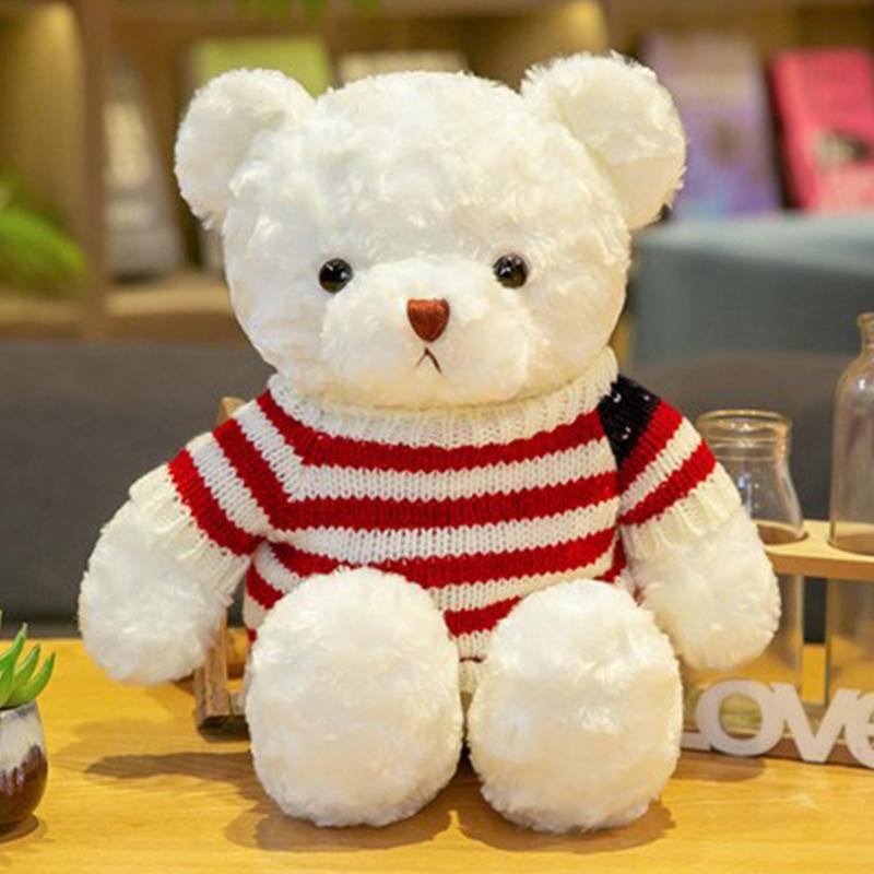 Ursuleț de pluș lucrat manual de 30 cm, jucărie de pluș drăguță cu haine schimbabile, ursuleț maro umplut, pluș moale de îmbrățișat, păpușă, cadouri de Crăciun pentru copii