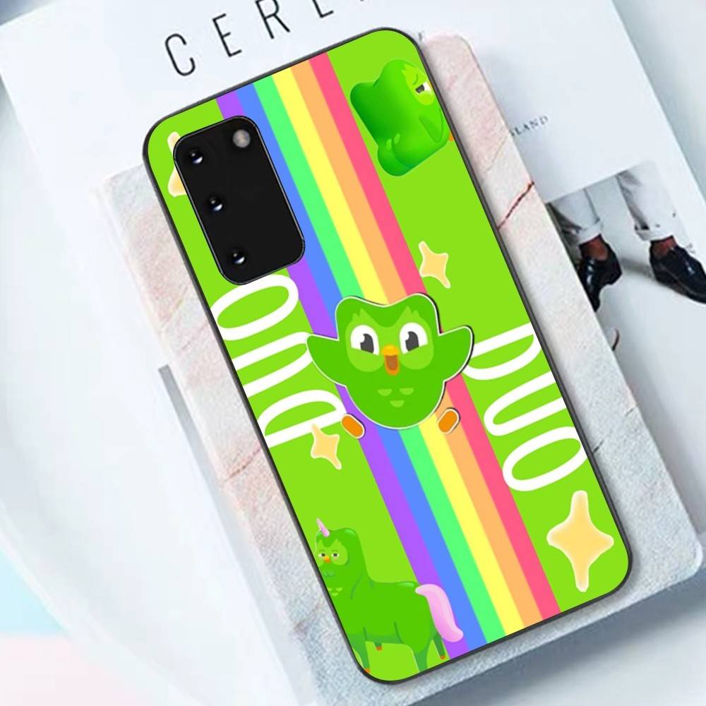 Popular D-Duolingo Green Owl Phone Case For Samsung S 24 Fe 25 Ultra Plus 20 Lite 21 30 22 23 24 22 Ultra 5G Fundas