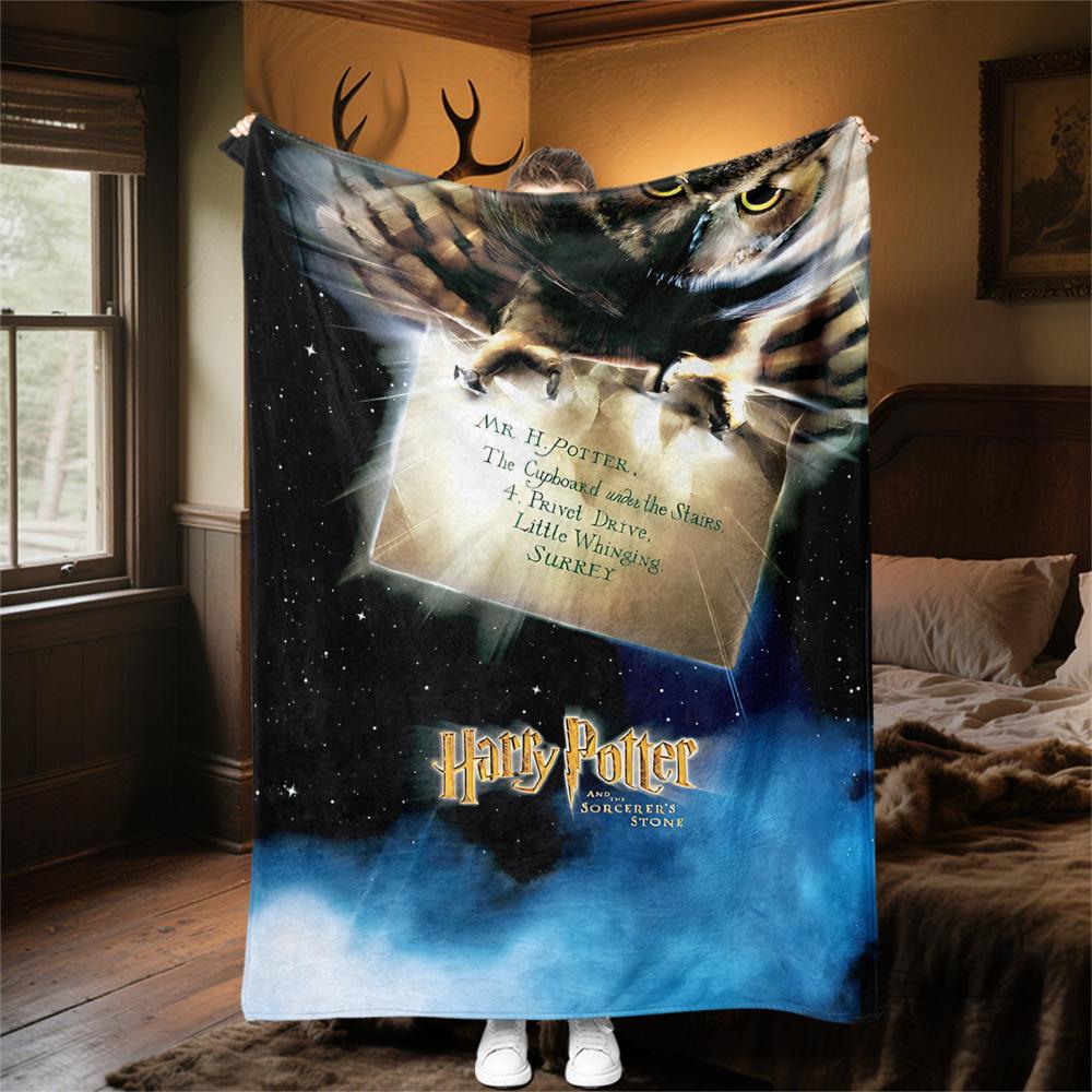 1pc Harry Potter Sorcerer's Stone Hogwarts Outdoor Flannel Throw Blanket All Season Soft Warmth,Home Decor 1031250