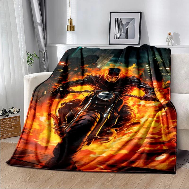 2026 New Marvel Horror Ghost Rider Cartoon Gift Soft Blanket,Soft Throw Blanket for Home Bedroom Bed Sofa Picnic Child Cover Kid