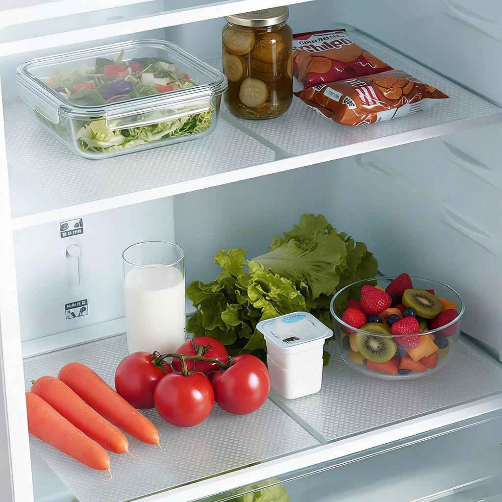 6 Pack Fridge Shelf Liners, Washable Waterproof Refrigerator Mats for Glass Shelves, Non‑Slip Drawer Cabinet Cupboard Covers, Cut‑to‑Fit, Reusable, 3