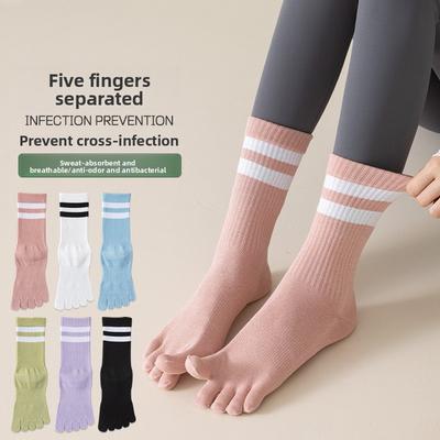 Five-finger Cotton Women's Autumn Ankle Socks with Anti-slip, Anti-odor, Antibacterial and Anti-bacterial Properties, Without Bones, Long Socks
