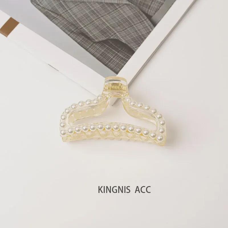 Korean Style Pearl Clip Set: Chic Large & Small Hairpins for Back of Head