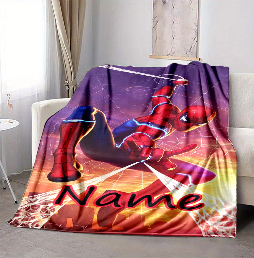 Custom Name Spider-Man Comics Flannel Blanket Throw Blanket Soft Warm Sofa Bed Decor Unique Gift
