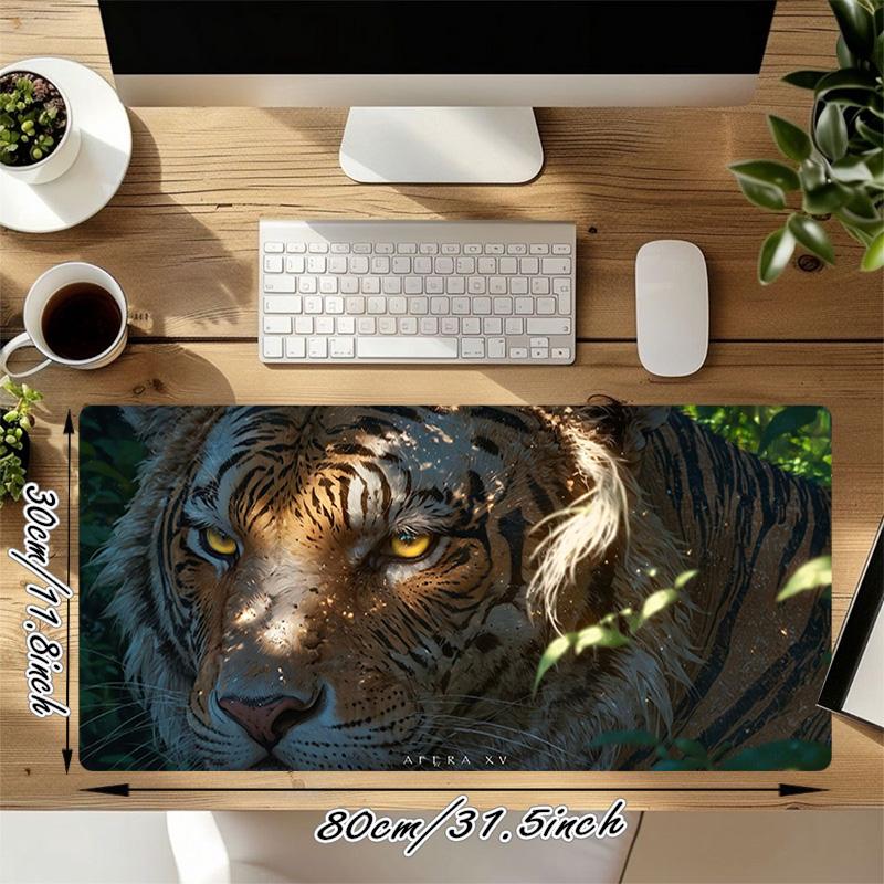 Tiger Art Xl Gaming Mouse Pad Nonslip Rubber Base Stitched Edge Waterproof Desk Mat For Pc Laptop Gamer Office Computer Accessories C929389