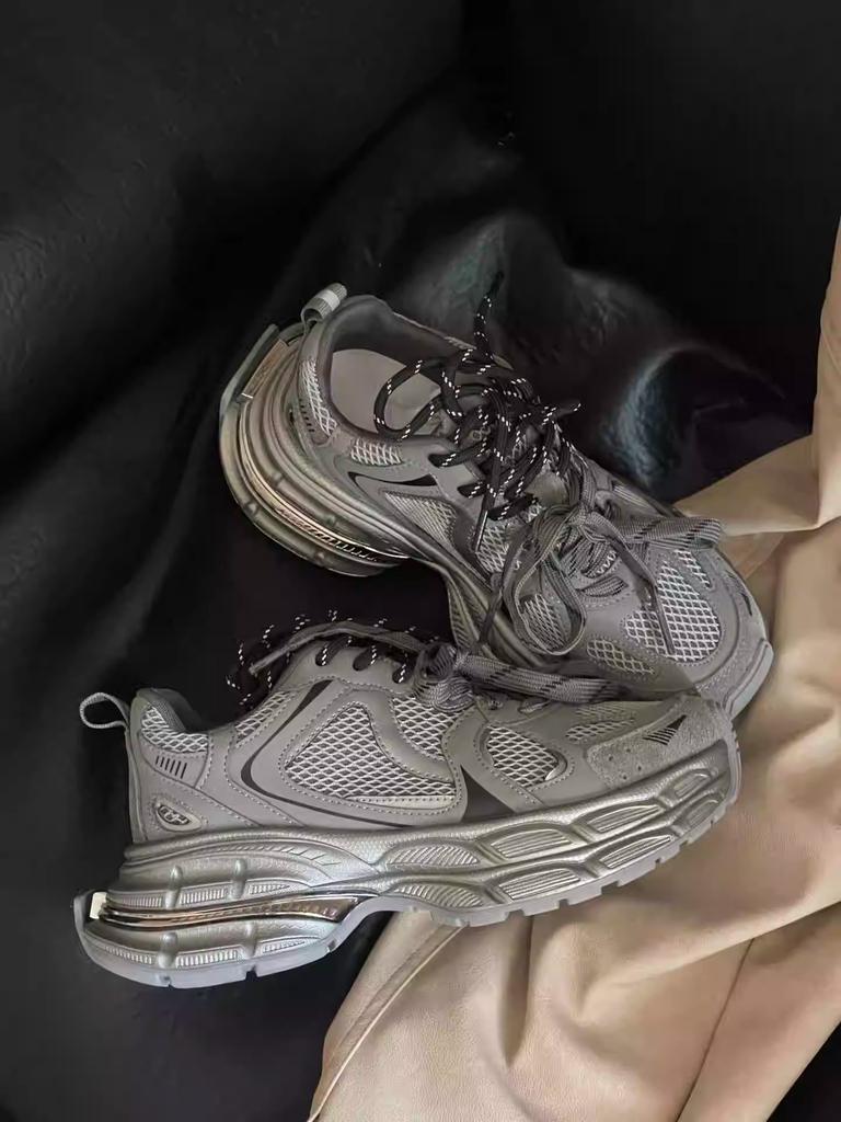 Leather Platform Dad Shoes for Women 2025 Autumn New Korean Version Breathable and Versatile, Lightweight and Non-slip Casual Sports Shoes Tide