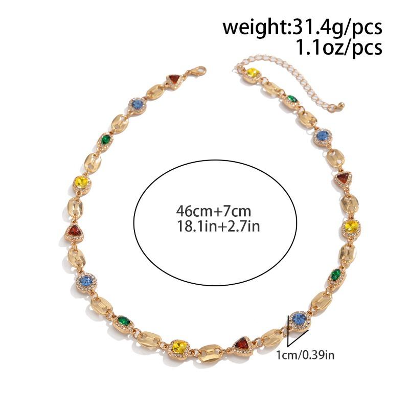 Diamond Necklace Men's Hip Hop Retro Super Shiny Clavicle Chain Easiest for Match Bracelet
