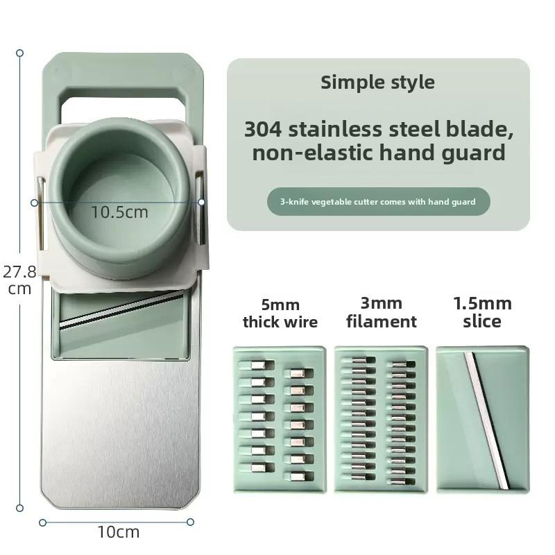 

Multifunctional stainless steel grater, household vegetable slicer, potato and cucumber slicer, vegetable cutting tool Mint Green Three Blades