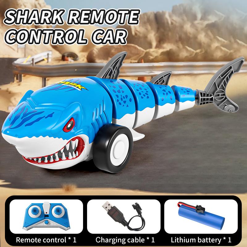 Non-Toxic 2.4G Rc Shark Car With Cool Light Stunt Rotating Swing Tail Children'S Radio Controlled Vehicle Electric Toys For Kid Gifts
